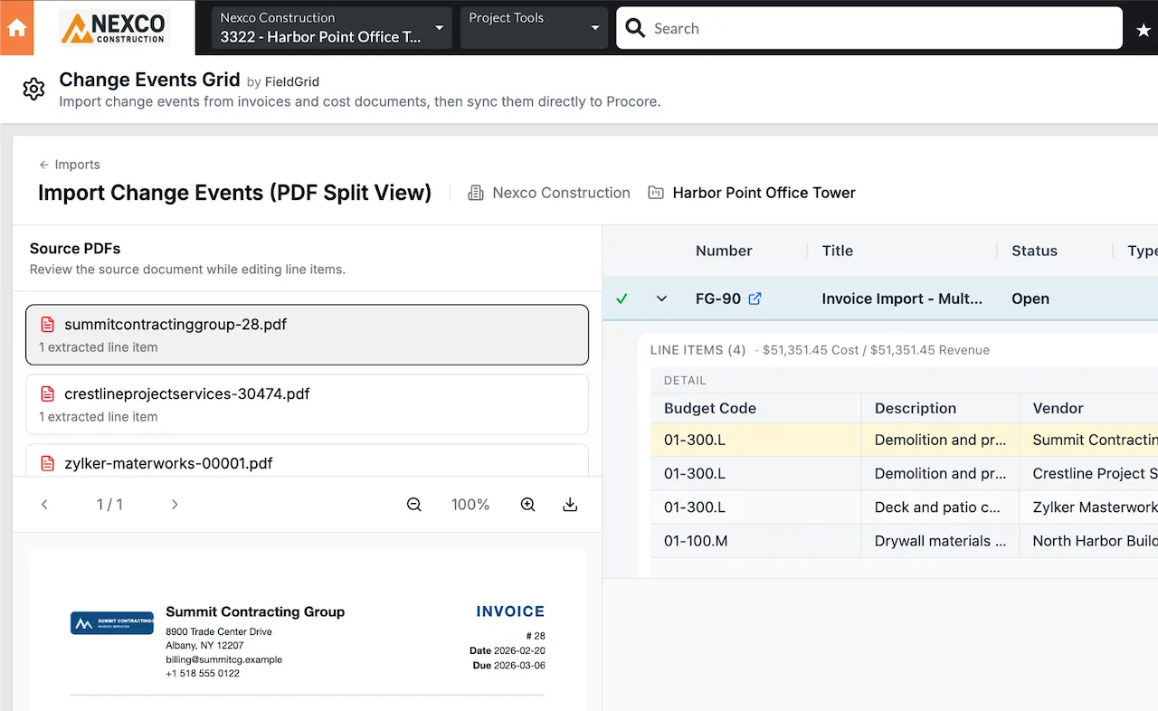 FieldGrid spreadsheet interface