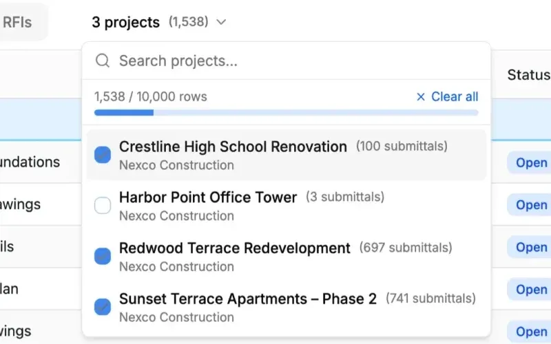 Manage submittals across all your jobs — in one place