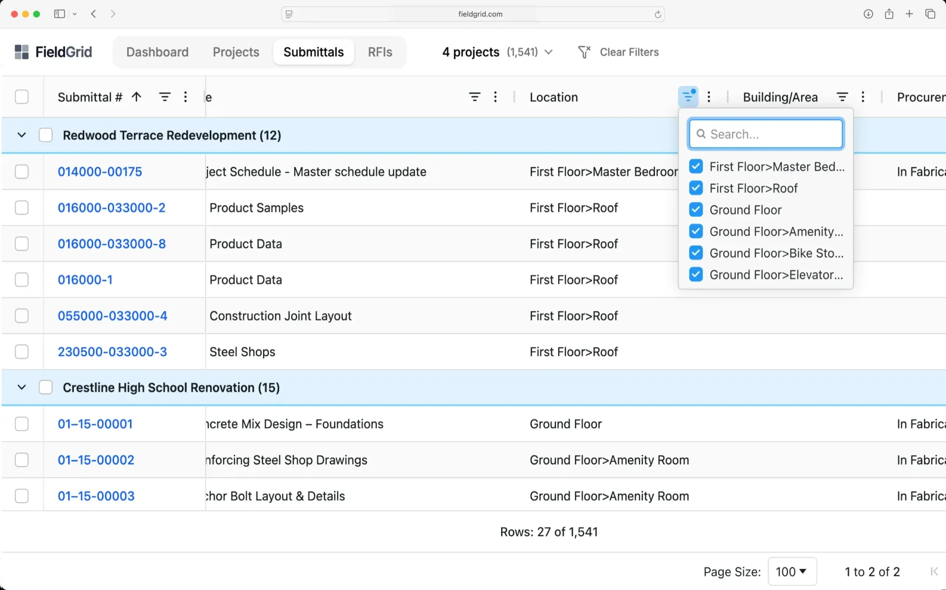Advanced filtering interface