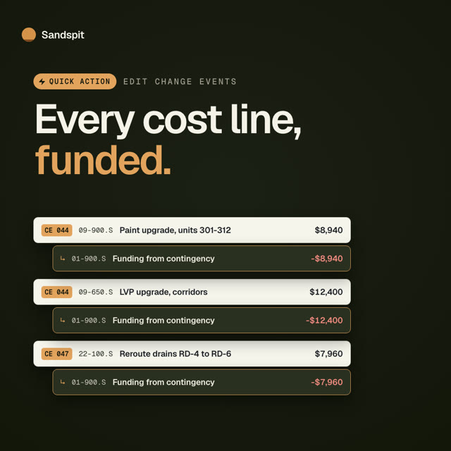 Add contingency funding lines to Procore change events