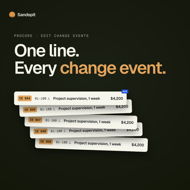 Add a line item to multiple Procore change events at once