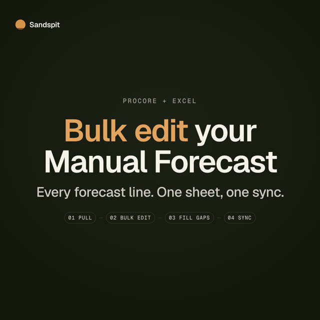Bulk edit manual forecast line items in Procore from Excel
