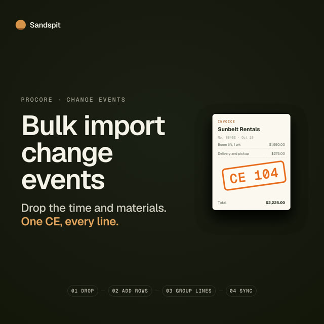 Bulk import change events into Procore from Excel