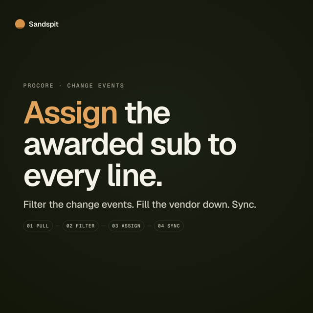 Assign vendors and commitments to Procore change event line items