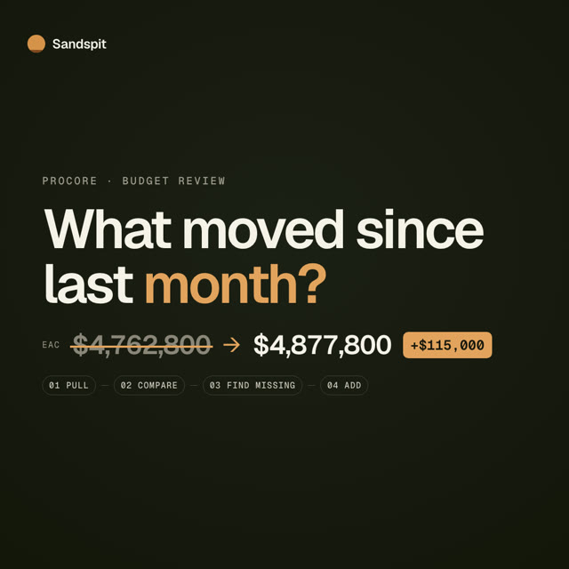 Compare a Procore budget to last month’s snapshot in Excel